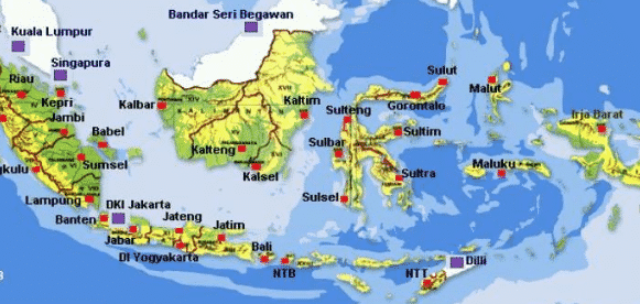 Indonesia : Ibukota, Bendera, Peta, Letak, Jumlah Penduduk